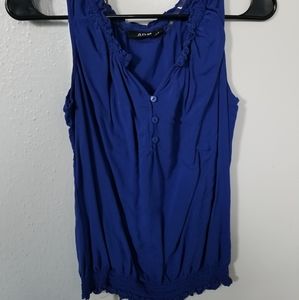 Blue Tank Top Blouse with Buttons, Size Small
